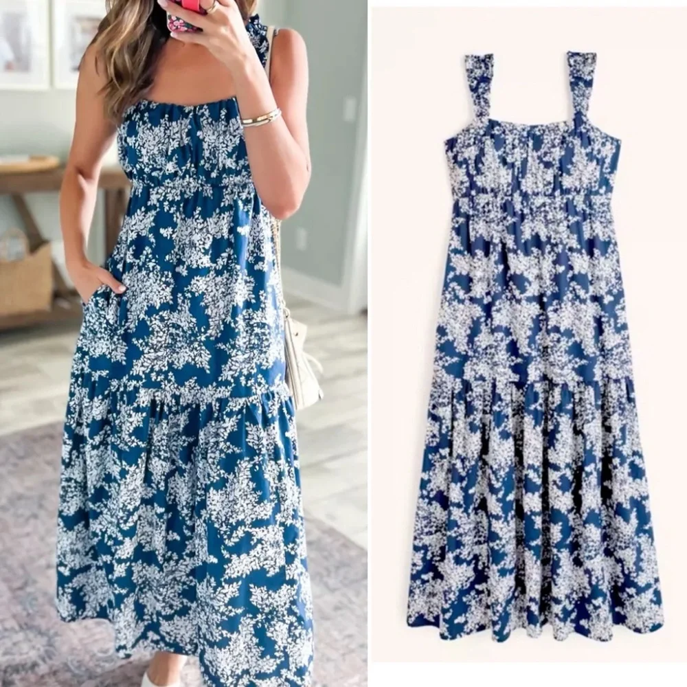 Abercrombie & Fitch Blue Floral Maxi Dress